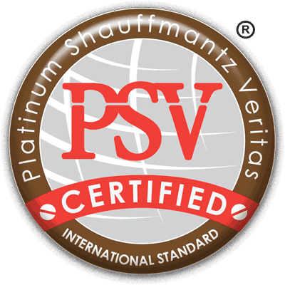 Platinum Shauffmantz Veritas (PSV) Certified International Standard emblem, ISO 9001