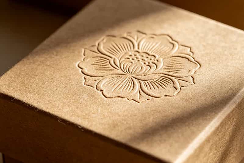 Embossing detail for custom printed boxes