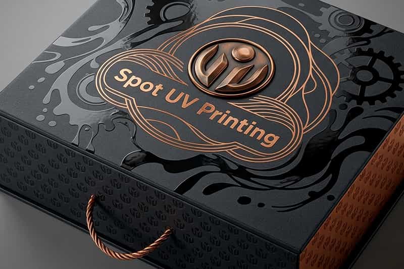 Spot UV finish on custom packaging box printing